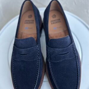 Johnston & Murphy Collier Penny Loafer in Navy Suede Size 8.5